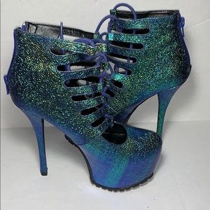 Blue Green Mermaid Iridescent Glitter high heels